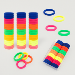 66-Pack Neon Hair Ties | Soft Elastic Ponytail Holders in Bright Colors