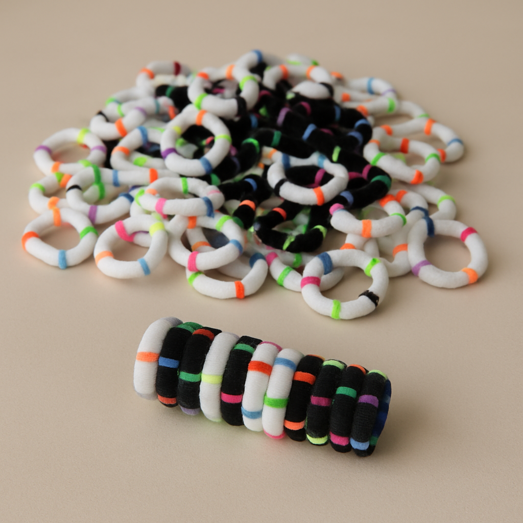 Interlock Pattern Elastic Hair Bands – Pack of 100