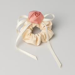 Ribbon Charm Satin Scrunchies – Set of 4