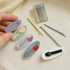 Pack of 20 Kids Cartoon and Pastel Bobby Hair Clips