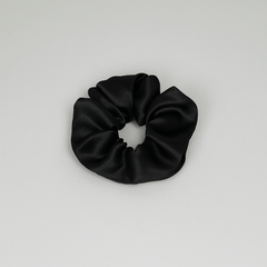 Classic Black Satin Scrunchies – Pack of 12