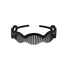 3-Pack Black Wave-Style Comb Headbands – No-Slip, Flexible Plastic Hair Bands for Women & Girls