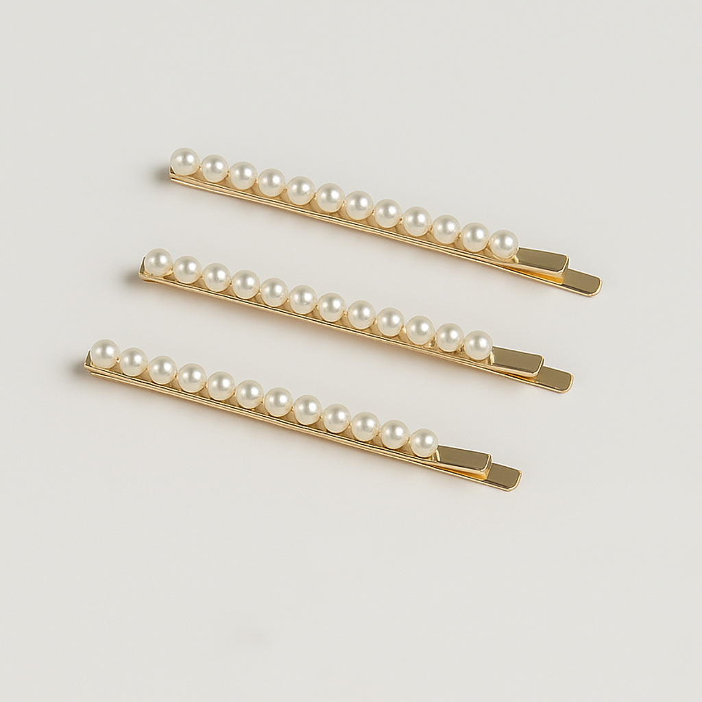 Pack of 4 Elegant Pearl Hair Pins – Gold Base
