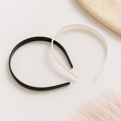 Pack of 12 Black & White Plastic Headbands – Smooth & Grooved Styles – Lightweight, DIY-Friendly Hairbands