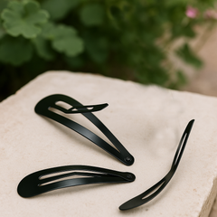 24-Pack Matte Black Metal Hair Snap Clips – Large 6.5 cm