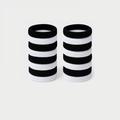 20-Pack Thick Black & White Hair Elastics – Soft, Durable, and Non-Slip Hair Ties