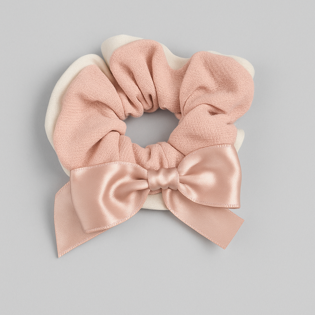 Soft Fabric Scrunchie Set with Satin Bows – Pack of 5
