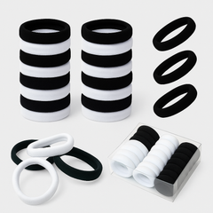 20-Pack Thick Black & White Hair Elastics – Soft, Durable, and Non-Slip Hair Ties