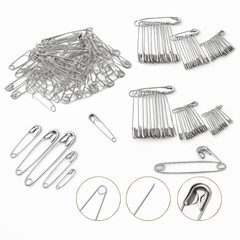 60-Piece Silver Safety Pins Set – 5 Assorted Sizes – Heavy-Duty, Rust-Free Steel Pins for Sewing, DIY, Crafts, and Everyday Use