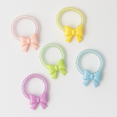 Pack of 10 Pastel Bow Elastic Hair Ties – Spiral Design