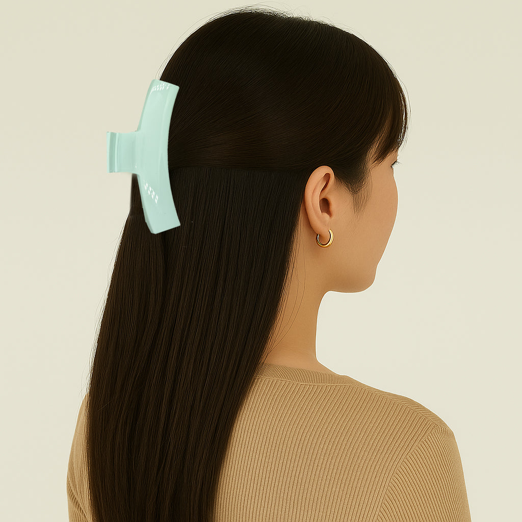 Glossy XL Claw Clips – 3-Pack in Blue, Nude & Olive (Large)