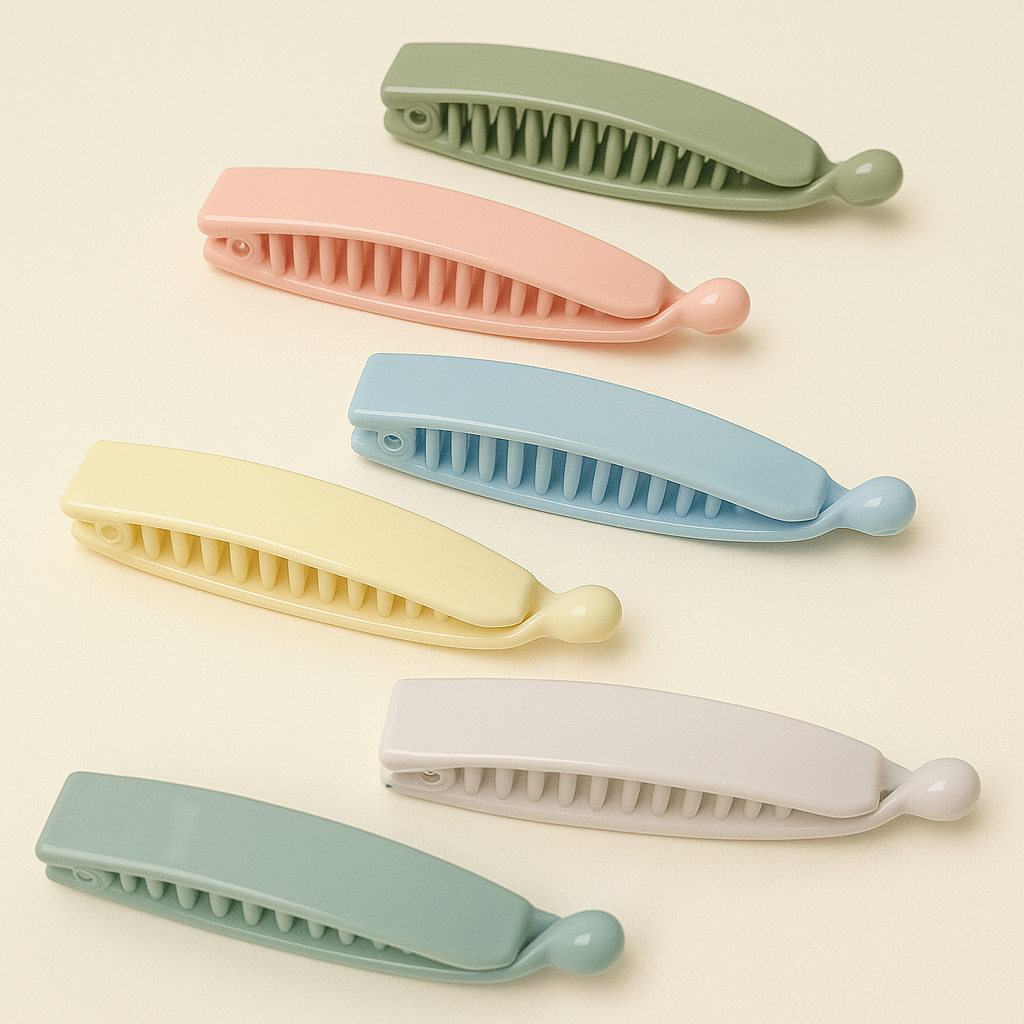 Glossy Banana Hair Clips Neutral Pastels (Medium)