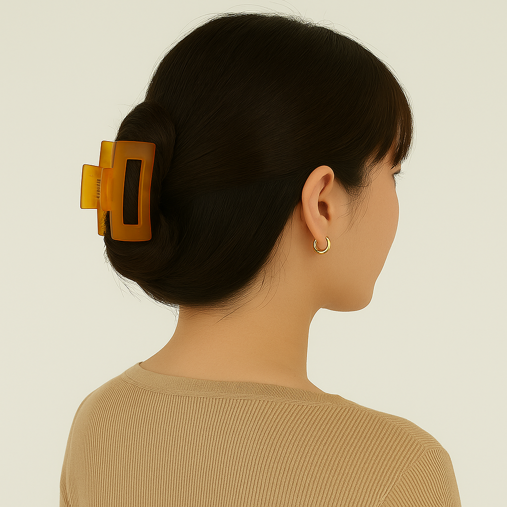 Large Rectangular Transparent Claw Clips – 4-Piece Earth Tone Set