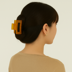 Large Rectangular Transparent Claw Clips – 4-Piece Earth Tone Set