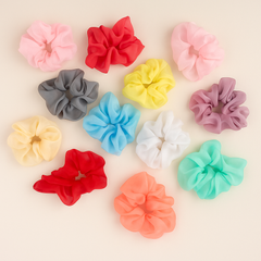 Pastel Organza Scrunchie Set – Pack of 12 Multicolor (Large)
