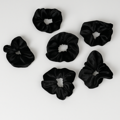Luxe Black Velvet Scrunchies – Pack of 6