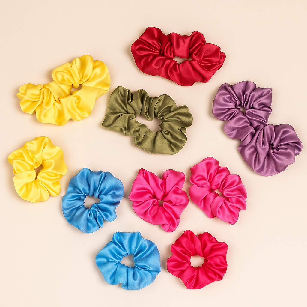 Multicolor Satin Scrunchie Set – Pack of 12