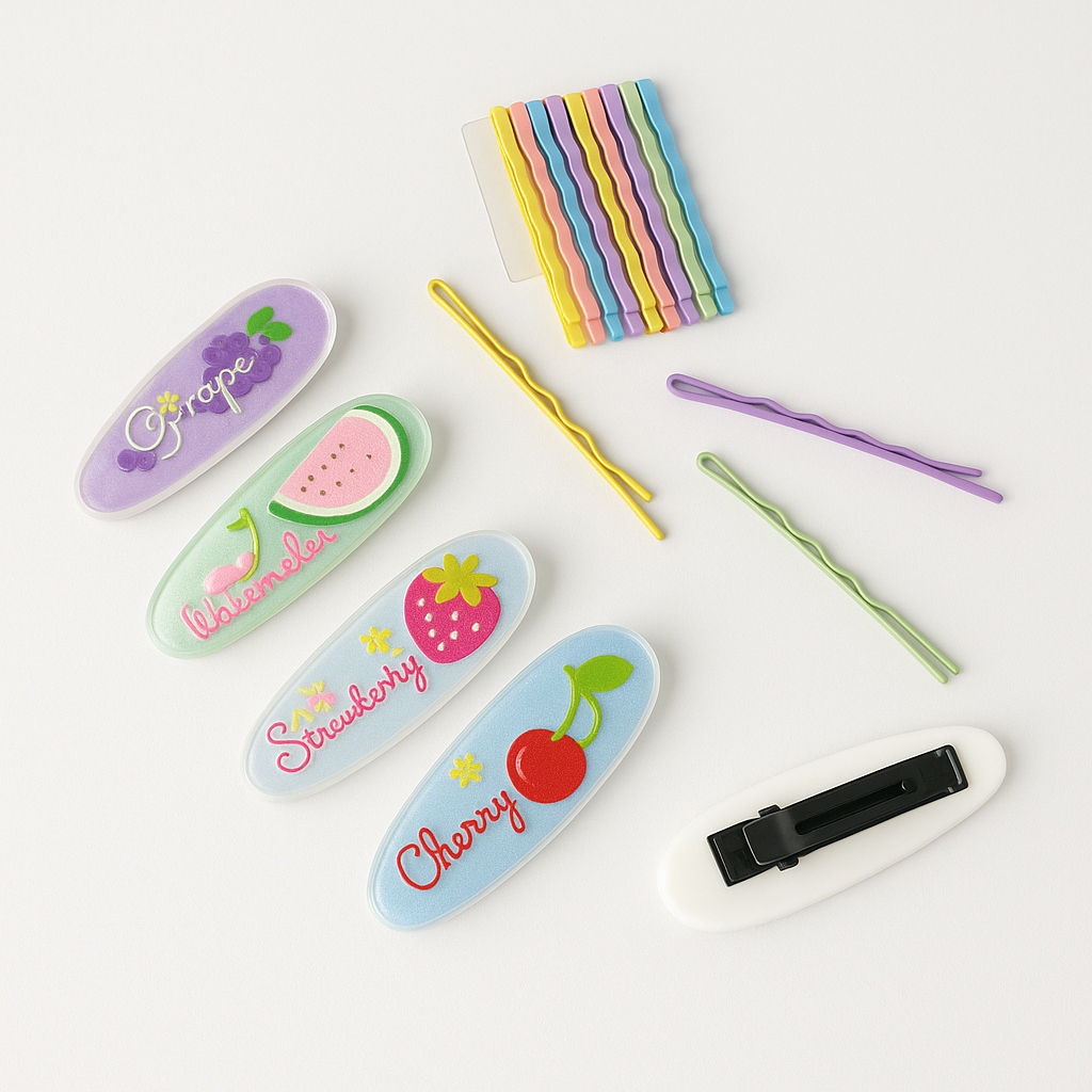 Pack of 20 Kids Cartoon and Pastel Bobby Hair Clips