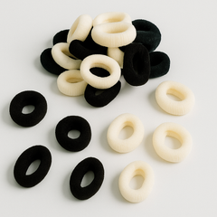 24-Pack Soft Fabric Hair Ties – Black & white | Gentle, No-Tug Ponytail Holders for Everyday Use