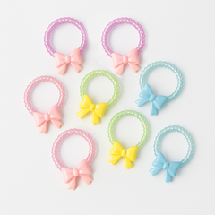 Pack of 10 Pastel Bow Elastic Hair Ties – Spiral Design