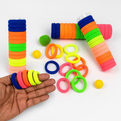 66-Pack Neon Hair Ties | Soft Elastic Ponytail Holders in Bright Colors