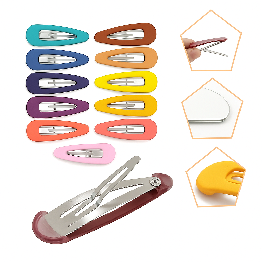 20-Pack 5 cm Matte Color Snap Hair Clips – No-Slip Metal Barrettes for Girls, Women & Kids