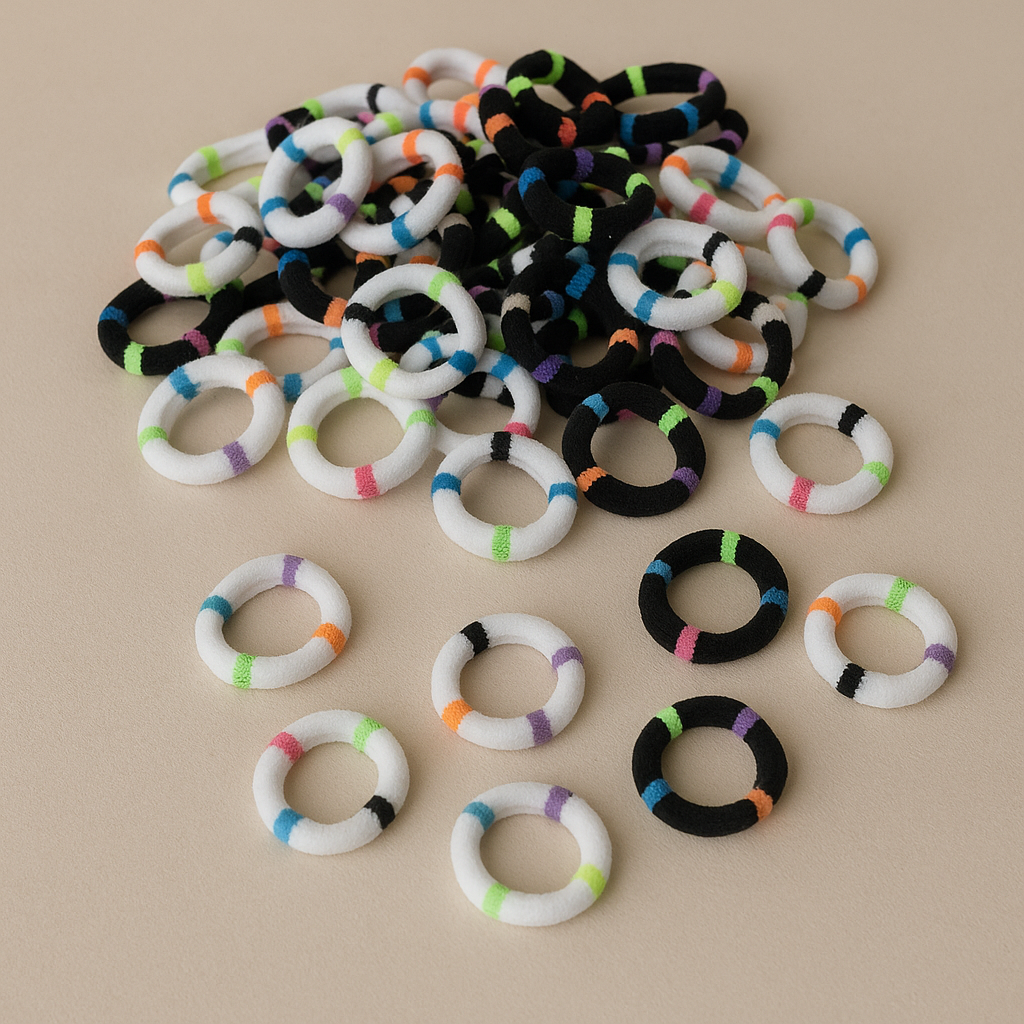 Interlock Pattern Elastic Hair Bands – Pack of 100