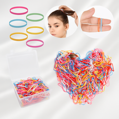 150-Pack Multicolor Mini Hair Elastics – Tangle-Free Rubber Bands for Kids & Adults, with Reusable Storage Box