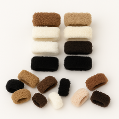 Pack of 12 Soft Furry Hair Scrunchies – Neutral Tones