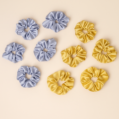 Premium Satin Scrunchies – Silver & Gold Set of 10