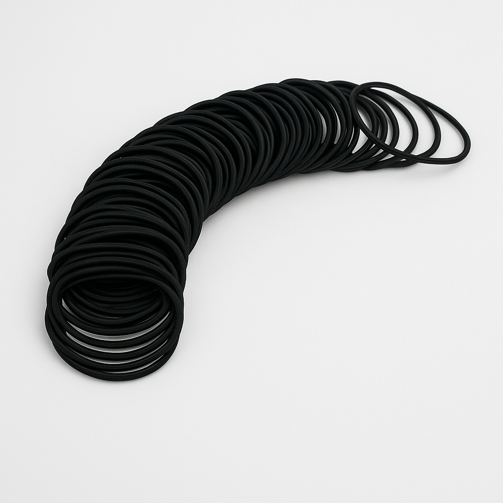 100-Pack Classic Black Hair Elastics – 2mm