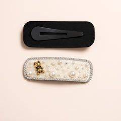 Elegant Pearl Embellished Hair Pin with Teddy Charm