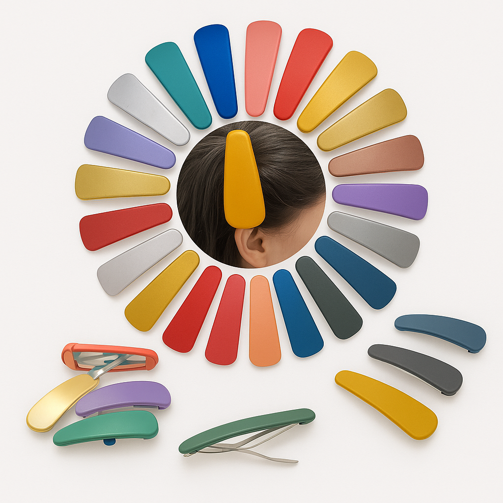 Colorful Glossy Snap Hair Clips – 5cm – Set of 20 Hair Barrettes