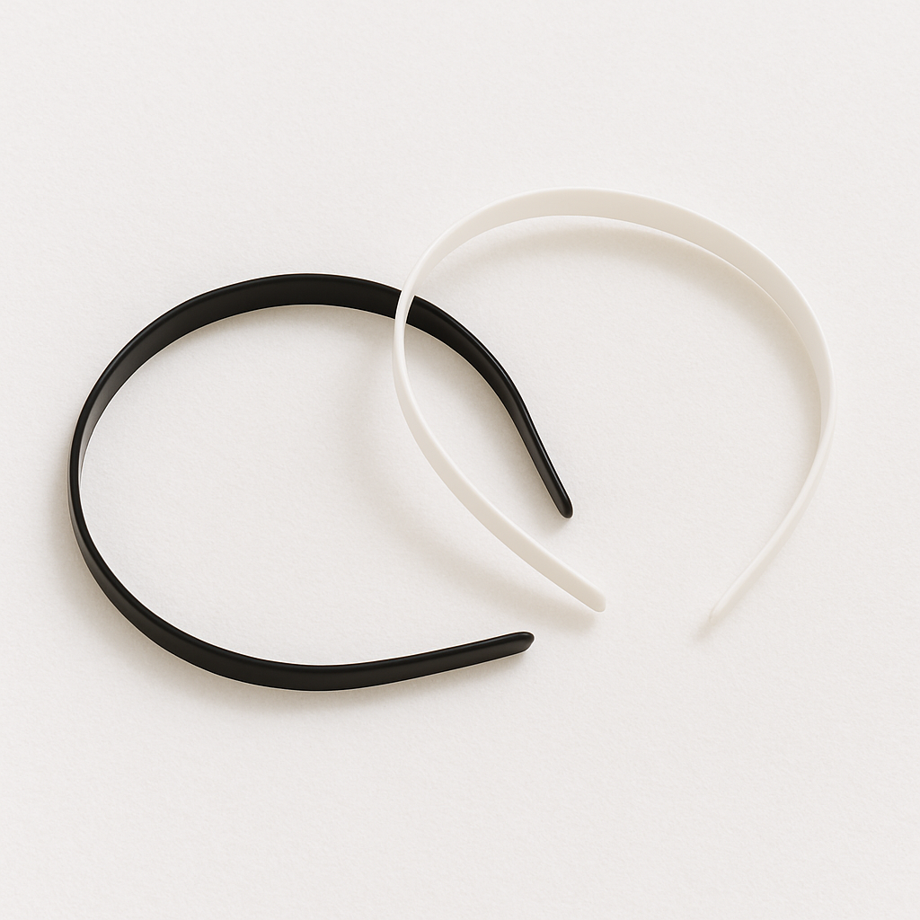 Pack of 12 Black & White Plastic Headbands – Smooth & Grooved Styles – Lightweight, DIY-Friendly Hairbands
