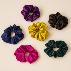 Premium Satin Scrunchie Set – Pack of 6 (Bold Luxe Colors)