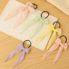 Pack of 5 Sheer Ribbon Bow Hair Ties for Girls and Women