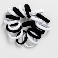 20-Pack Thick Black & White Hair Elastics – Soft, Durable, and Non-Slip Hair Ties
