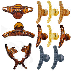 Classic Transparent Hair Claw Clips – 6-Piece Medium Set (Amber + Smoke Series)