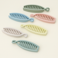 Glossy Banana Hair Clips Neutral Pastels (Medium)