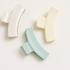 Glossy XL Claw Clips – 3-Pack Ivory & Mint Elegance (Large)