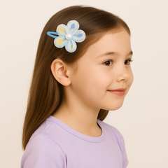 Pack of 10 Polka Dot Flower Hair Clips with Pearl Center