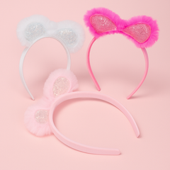 Sparkle Bunny Ears Headbands – 3 -pack Medium Size for Kids