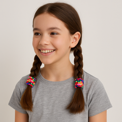 Multicolor Braided Elastic Hair Bands – Pack of 100