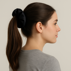 Luxe Black Velvet Scrunchies – Pack of 6