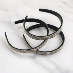 3-Pack Sparkling Rhinestone Headbands – Black Band with Crystal Studs for Elegant Hairstyles