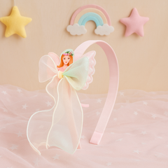 Pastel Rainbow Fairy Princess Headband with Glitter Wings & Ribbons – Medium Size