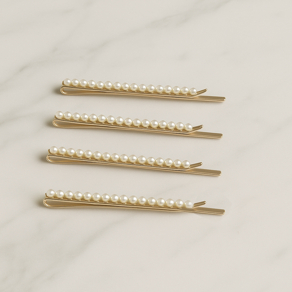 Pack of 4 Elegant Pearl Hair Pins – Gold Base