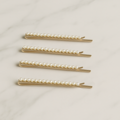 Pack of 4 Elegant Pearl Hair Pins – Gold Base