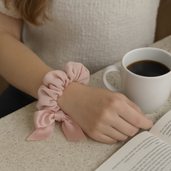 Soft Fabric Scrunchie Set with Satin Bows – Pack of 5