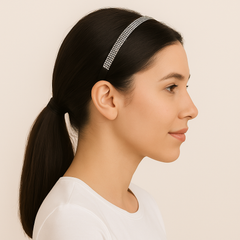 3-Pack Sparkling Rhinestone Headbands – Black Band with Crystal Studs for Elegant Hairstyles